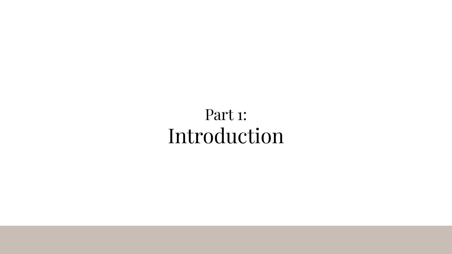 Section divider slide showing 'Part 1: Introduction' in large text
